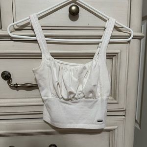 White synched basic tank top hollister